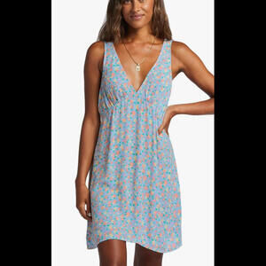 Billabong Women’s Feel The Love Dress - Flowy Floral Mini Dress Size Small Blue
